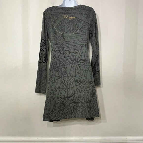 Desigual Dress Fit & Flare Hummingbird Embroidered Art Abstract Empire Waist L - Picture 4 of 10